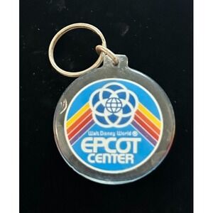 Walt Disney World Epcot Center Key Chain Keyring Florida 1980s Vintage Acrylic